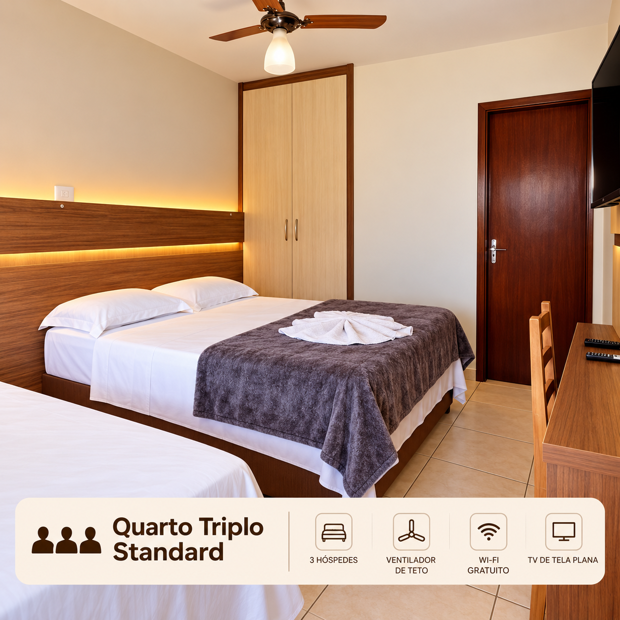 Quarto Triplo Standard do HS Hotel Ibaiti